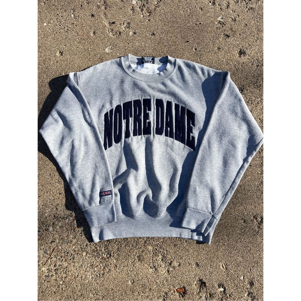 Vintage Made In America Notre Dame Fighting Irish Grey Crewneck JanSport